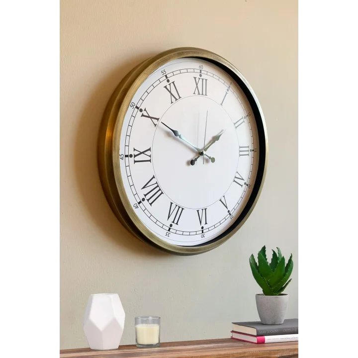 Mey İthalat® 52 cm Eskitme Metal Retro Duvar Saati