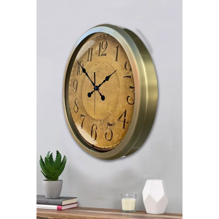 Mey İthalat® 52 cm Eskitme Metal Retro Duvar Saati