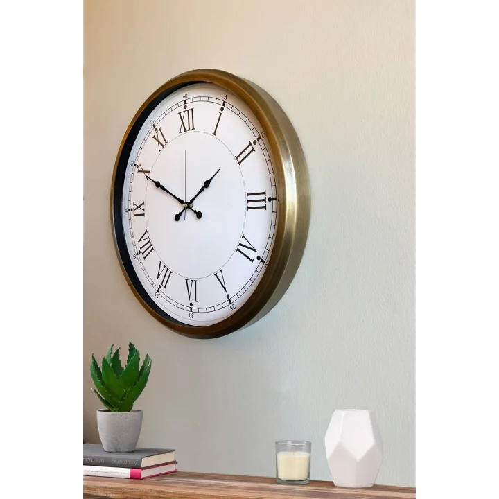 Mey İthalat® 52 cm Eskitme Metal Retro Duvar Saati