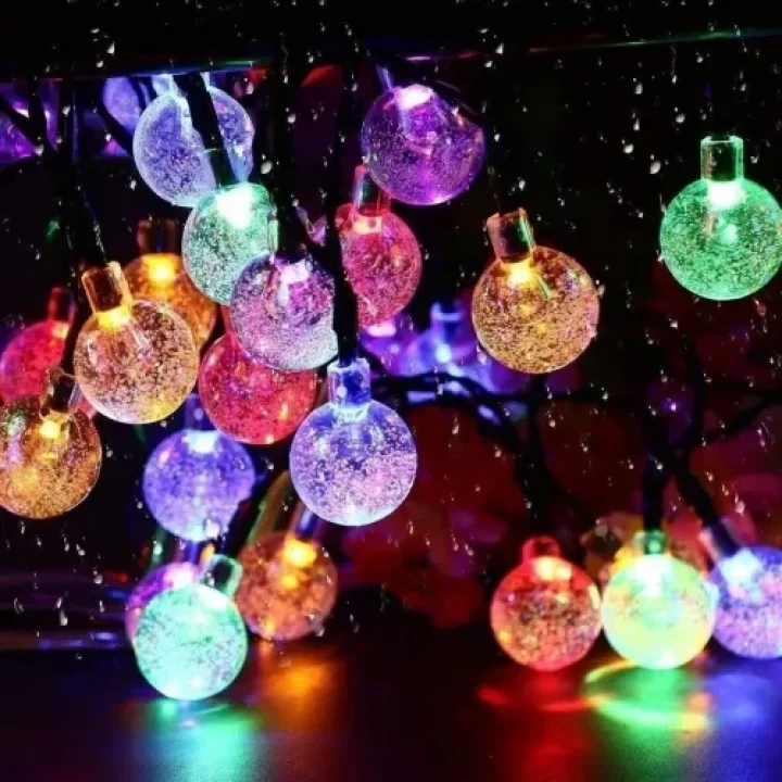 Mey İthalat® 5m 28 Led Kristal Top RGB Işık Şeffaf Kablo Fişli Eklemeli