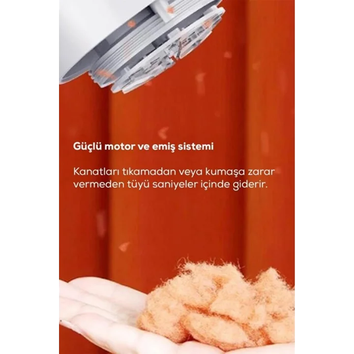 Mey İthalat® 6 Bıçaklı Şarjlı Tüy Ve Tiftik Temizleme Makinesi Beyaz Yuvarlak Tasarım YEDEK BIÇAKLI