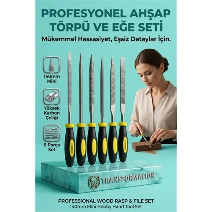Mey İthalat® 6lı Ahşap Törpü Eğe Seti | 140mm Hobi Modelci El Törpüsü Takımı 723188