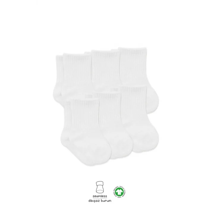 Mey İthalat® 6Lı Basic Penye Soket Çorap 10101 Beyaz