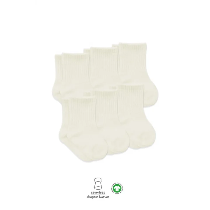 Mey İthalat® 6Lı Basic Penye Soket Çorap 10101 Ekru