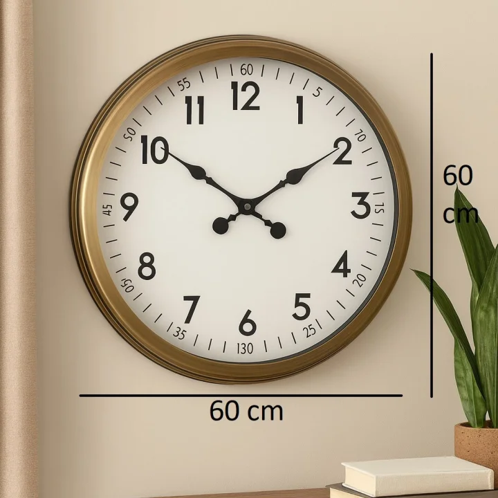 Mey İthalat® 60 cm Eskitme Metal Dekoratif Duvar Saati