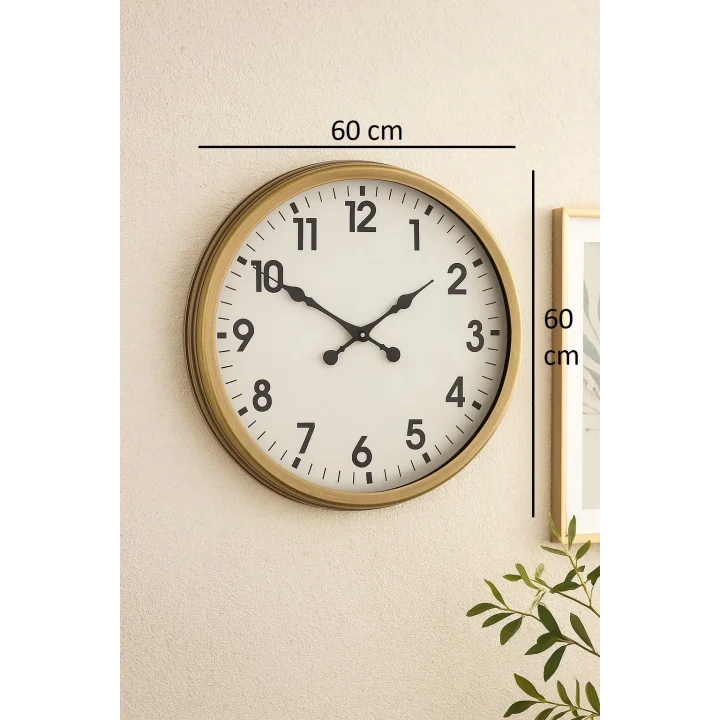 Mey İthalat® 60 cm Eskitme Metal Standart Duvar Saati