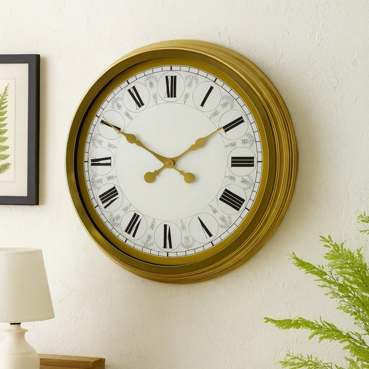 Mey İthalat® 60 cm Gold Metal Roma Rakamlı Duvar Saati