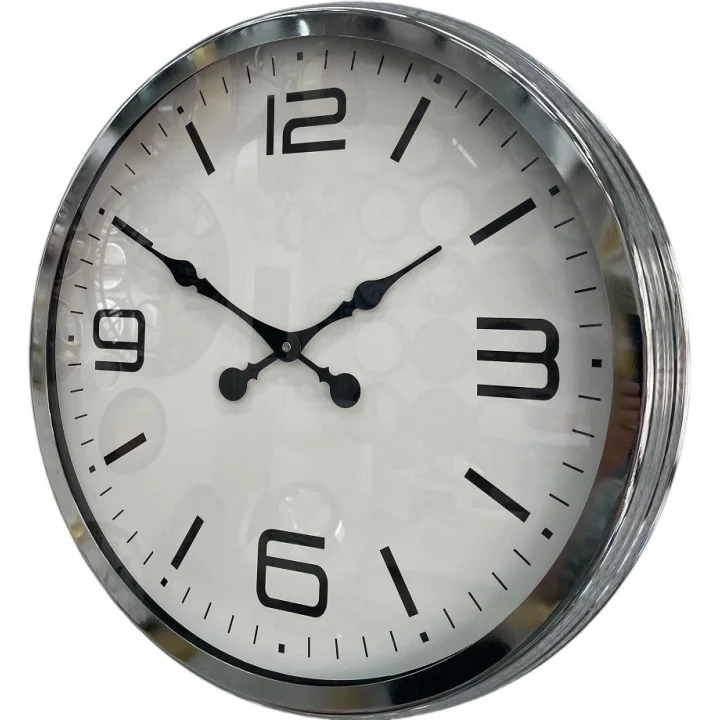 Mey İthalat® 60 cm Krom Metal Dizayn Duvar Saati