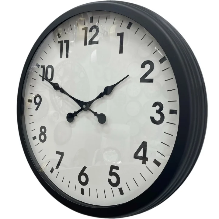 Mey İthalat® 60 cm Siyah Metal Duvar Saati