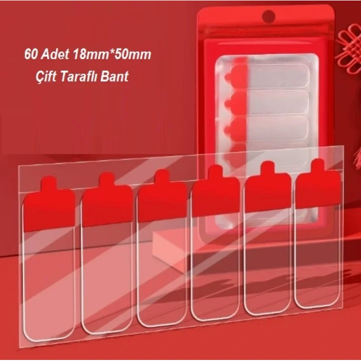 Mey İthalat® 60 Parça Kolay Açılır Güçlü Çift Taraflı Bant 18mm*50mm