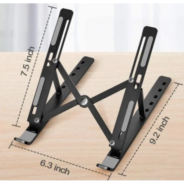 Mey İthalat® 7 Kademeli Ayarlı Katlanabilir Laptop Tablet Standı Siyah