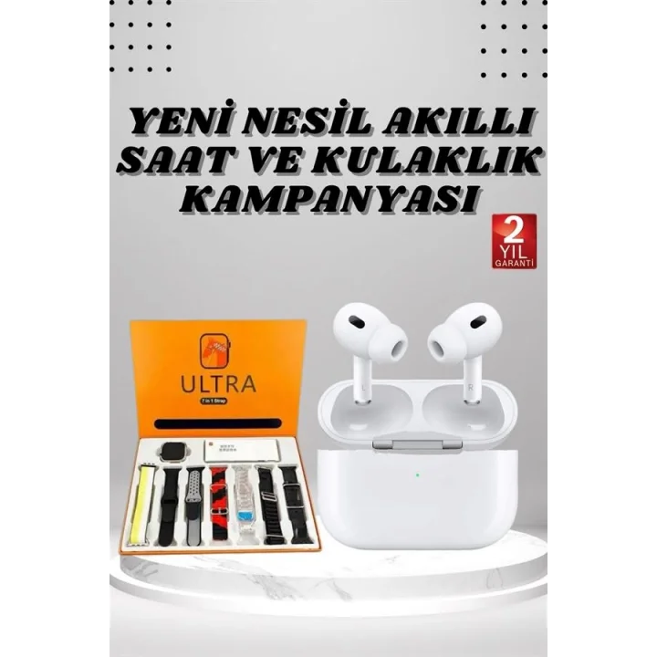 Mey İthalat® 7 Kordonlu Akıllı Saat Ve Yeni Nesil Kulaklık Dokunmatik Ekran Android ve İOS Uyumlu