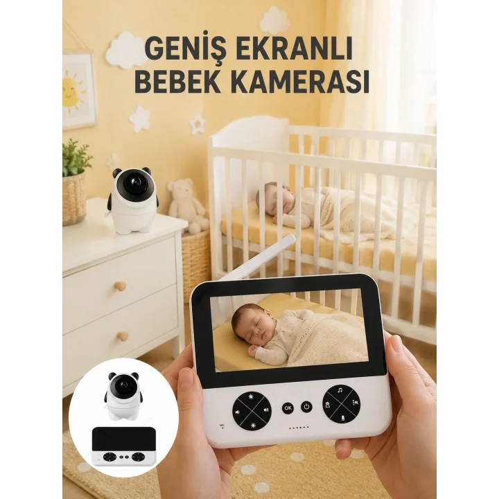 Mey İthalat® 720P HD Gece Görüşlü Kablosuz Bebek Kamerası İki Yönlü Sesli Yeni Nesil