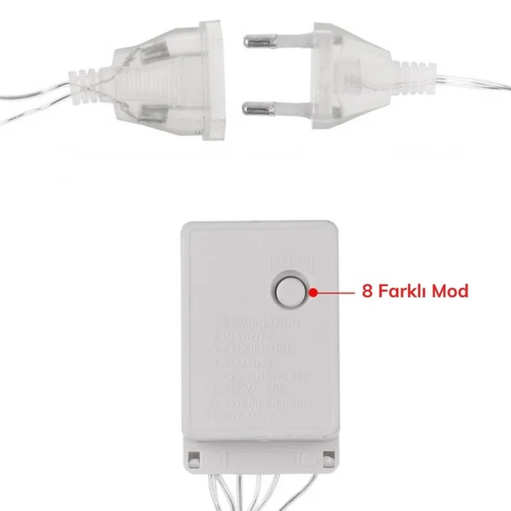 Mey İthalat®  8 Fonksiyonlu 16 Saçaklı Perde Led 3 x 1 (Günışığı)