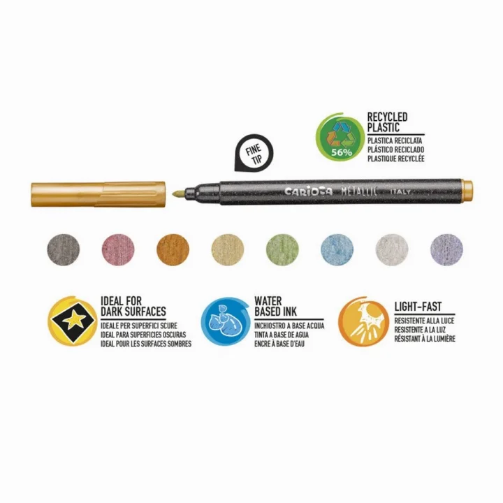 Mey İthalat®  8 Renk Fine Tip Metalik Keçeli Kalem Seti