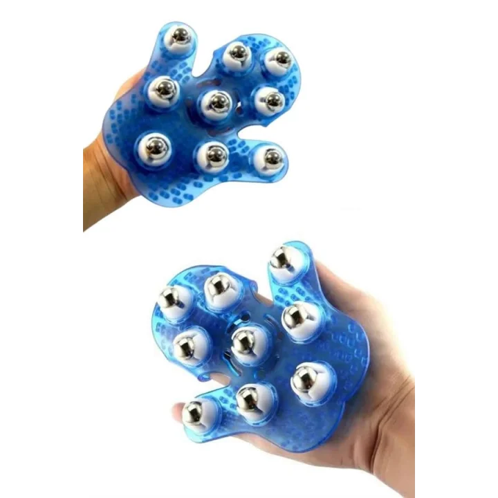 Mey İthalat® 9 Bilyeli El Şeklinde Omuz Bacak Masaj Aleti Masaj Eldiveni Giyilebilir Plastik Vücut Sıkılaştırıcı