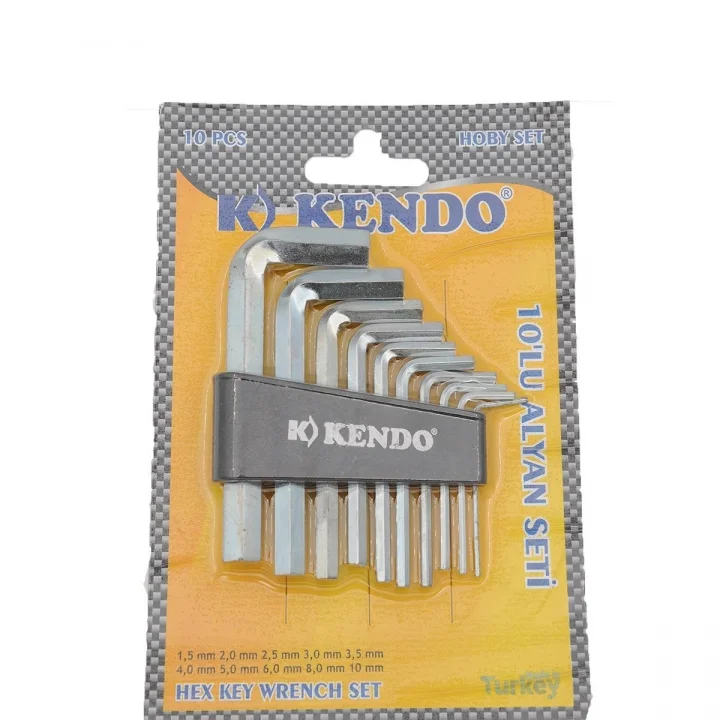 Mey İthalat® 9 Parça Çelik Alyan Seti Kısa Düz Köşe Alyan Anahtar Takımı