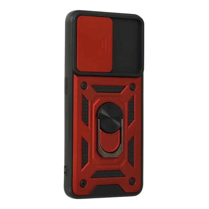 Mey İthalat®   A74 4G Kılıf Pars Lens Yüzüklü Silikon - Kırmızı