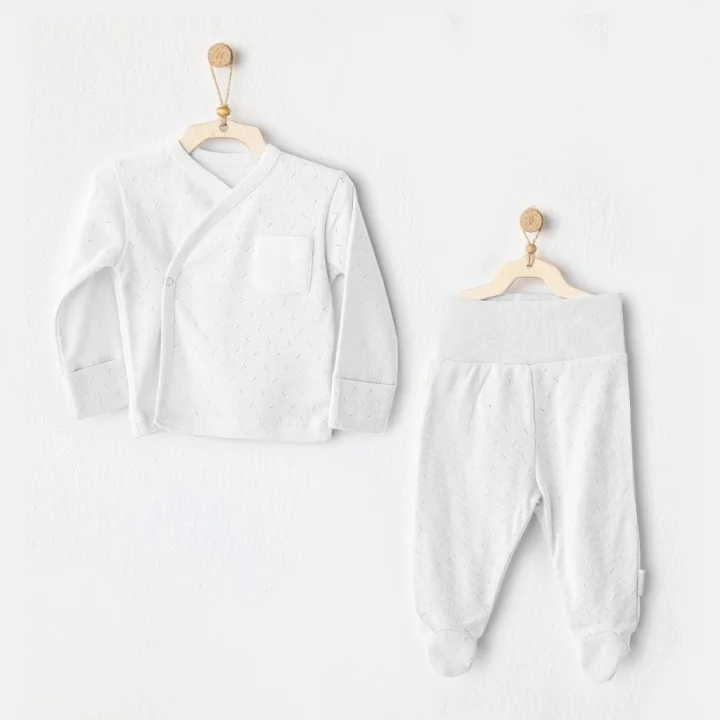 Mey İthalat®   AC25557 Set 2Li Zıbın Takım White