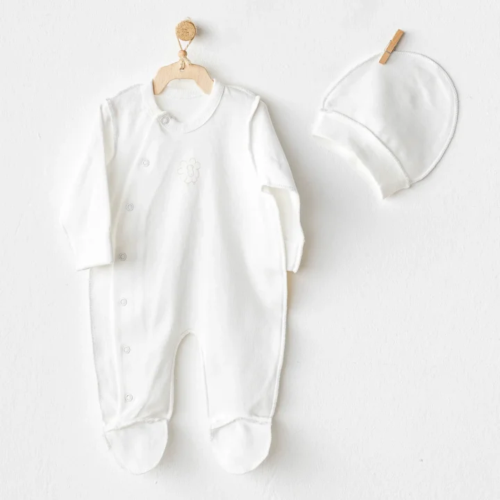 Mey İthalat®   AC25732 Organik Premature Line Tulum Takım Ekru