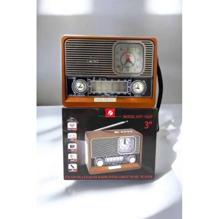Mey İthalat® Ahşap Görünümlü Retro Bluetooth Radyo USB,AUX Ve SD Kart Girişli