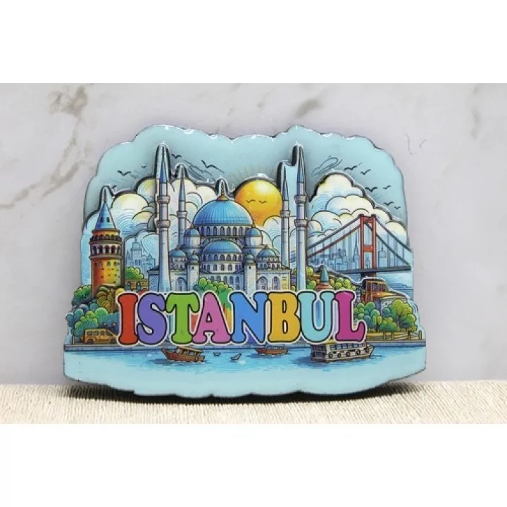 Mey İthalat® Ahşap İstanbul Temalı Magnet - Model 10