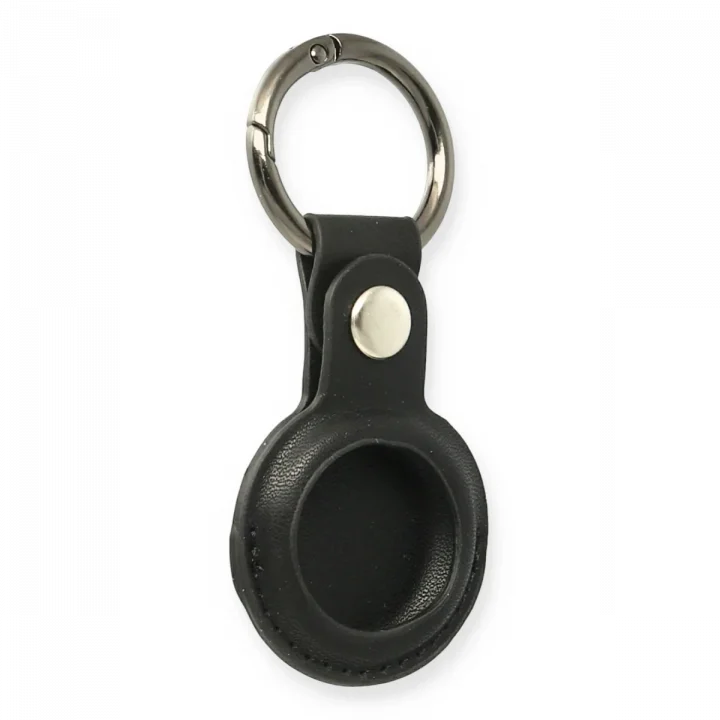 Mey İthalat®  Airtag Anahtarlık Deri Kılıf - Siyah