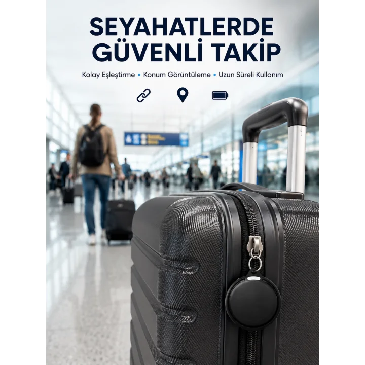 Mey İthalat® Akıllı Bluetooth Takip Cihazı AirTag İOS ve Android Uyumlu