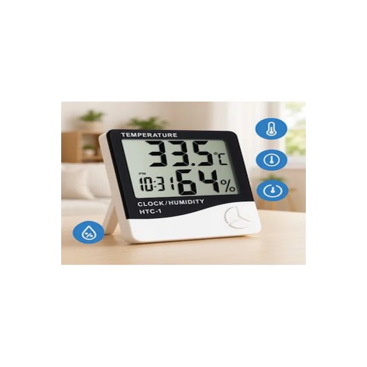 Mey İthalat® Akıllı Dijital Nem Sıcaklık Ölçer Termometre Masa Saati Fonksiyonel Ev Oda Ortam Dijital Sensörlü