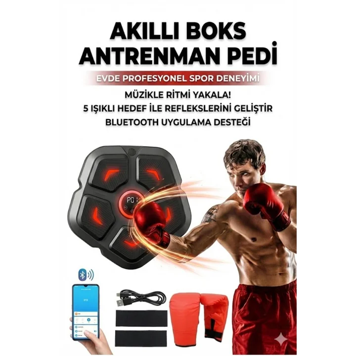 Mey İthalat® Akıllı Duvar Boks Hedefi: Bluetooth Müzikli, Işıklı Refleks ve Stres Atma