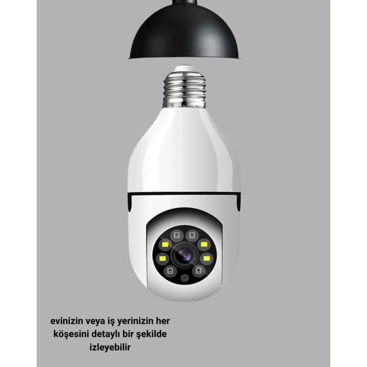 Mey İthalat® Akıllı Duy Kamera 360 Derece Dönebilir ve PTZ Teknolojili