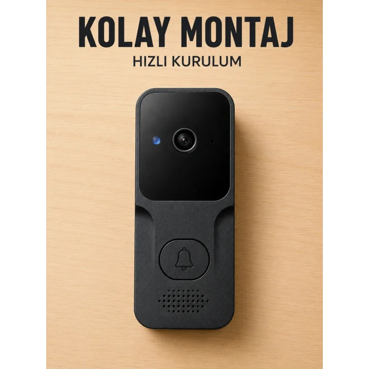 Mey İthalat® Akıllı Görüntülü Kapı Zili HD Kamera, Hareket Bildirimi ve Kablosuz Kurulum
