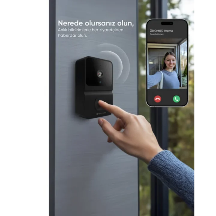 Mey İthalat® Akıllı Kapı Zili Kamera Gece Görüşlü Çift Yönlü Sesli WiFi