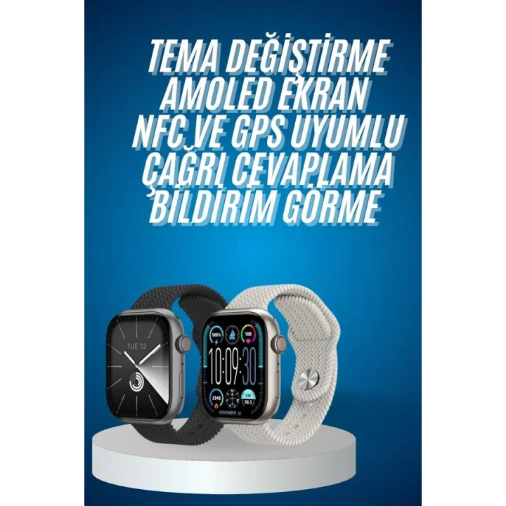 Mey İthalat® Akıllı Kol Saat Amoled Ekran Android ve İOS Uyumlu Arama Konuşma