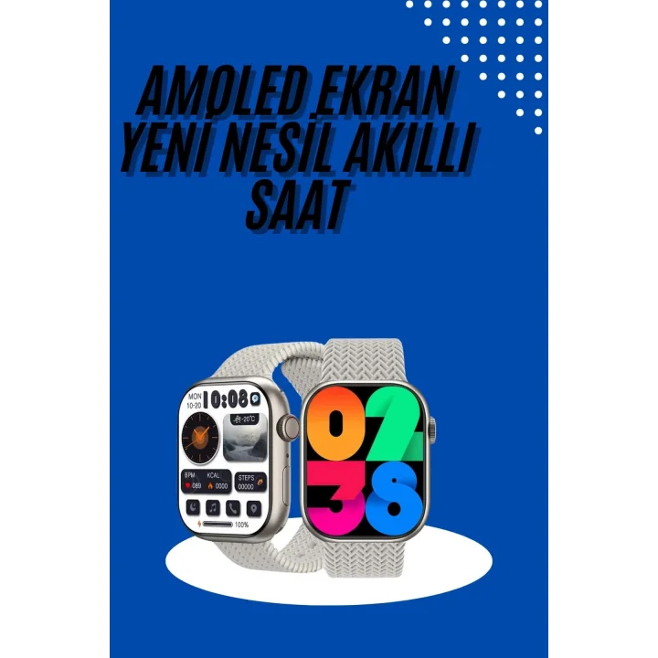Mey İthalat® Akıllı Kol Saat Amoled Ekran Android ve İOS Uyumlu Arama Konuşma