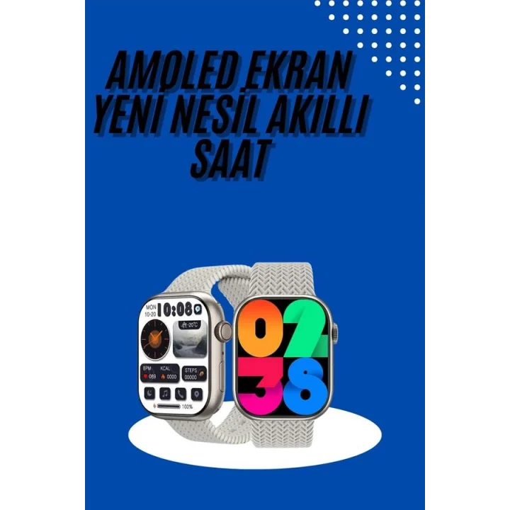 Mey İthalat® Akıllı Kol Saat Amoled Ekran Android ve İOS Uyumlu Arama Konuşma