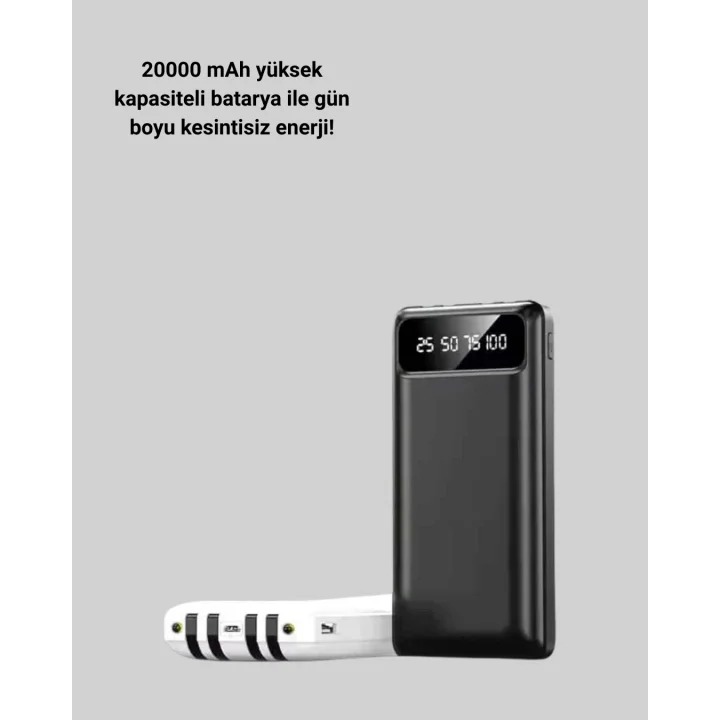 Mey İthalat® Akıllı LCD Ekranlı 20.000mAh Powerbank PD + USB + Type-C Yeni Nesil