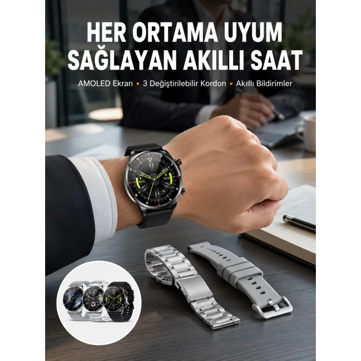 Mey İthalat® Akıllı Saat Adımsayar Nabız Ölçer Titreşim Özellikli Çağrı Cevaplama Sosyal Medya Yeni Nesil