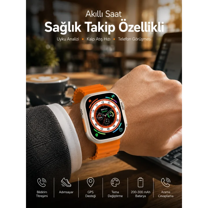 Mey İthalat® Akıllı Saat Bluetooth Bağlantılı Uyku ve Sağlık Takibi