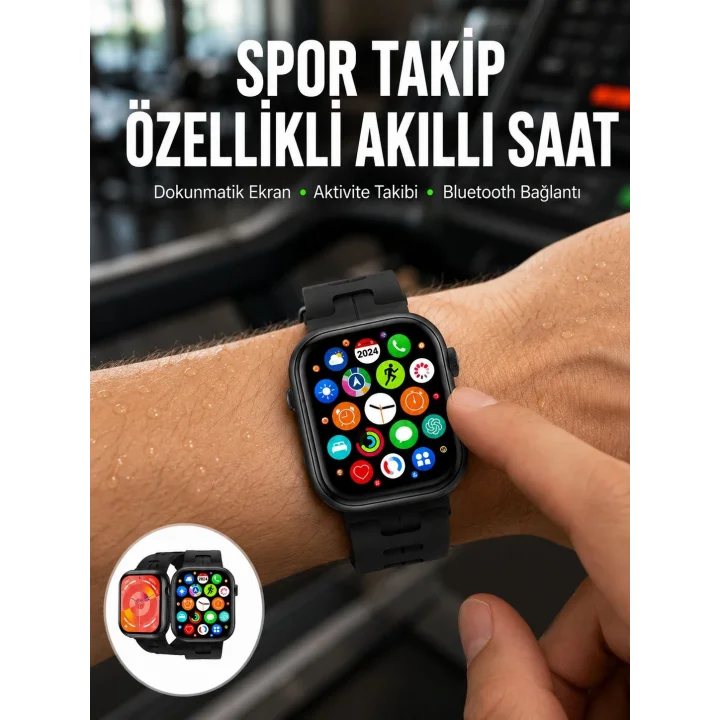Mey İthalat® Akıllı Saat Çağrı Cevaplama Müzik Dinleme Plastik Kordon Mesaj Bildirimleri Yeni Seri