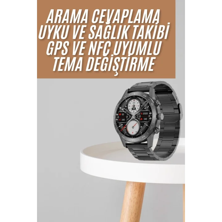 Mey İthalat® Akıllı Saat Çelik Kordon Çağrı Cevaplama Amoled Ekran Titreşimli Uyku ve Sağlık Takibi Yeni Nesil