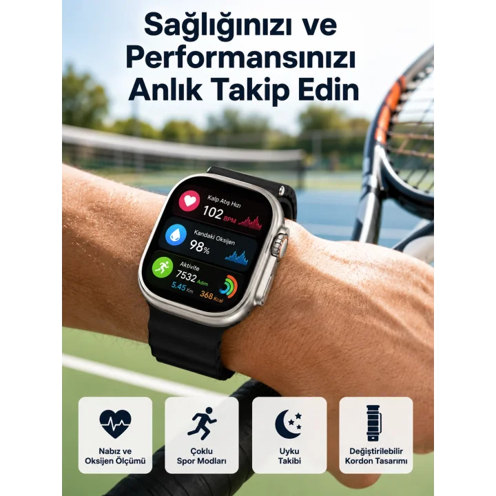 Mey İthalat® Akıllı Saat Çok Fonksiyonlu Unısex Sosyal Medya Girişli Bluetooth Bağlantılı