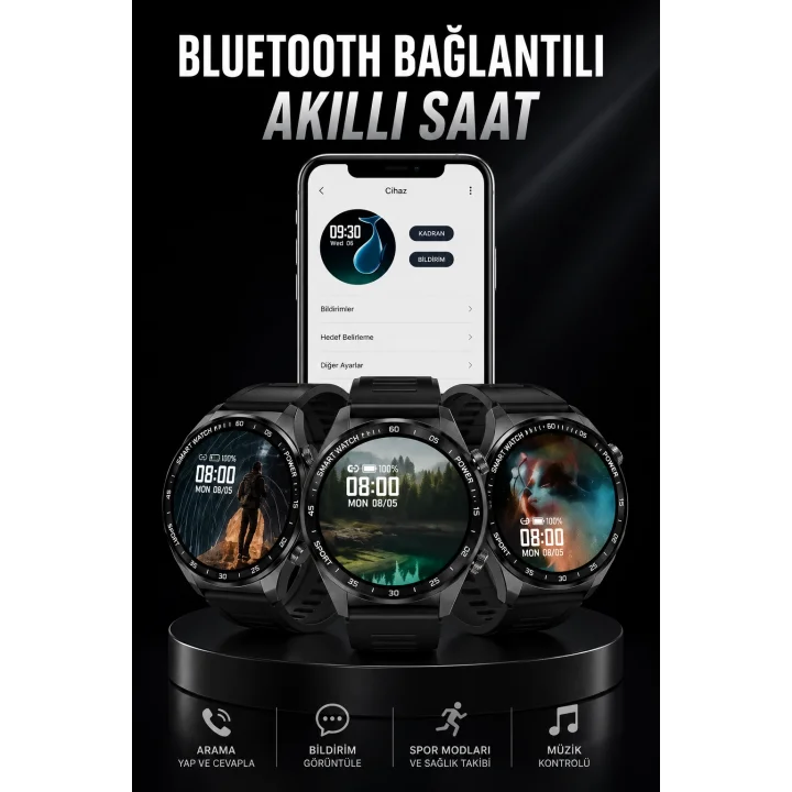 Mey İthalat® Akıllı Saat GPS VE NFC Özelliği Sesli Görüşme Dokunmstik Ekran