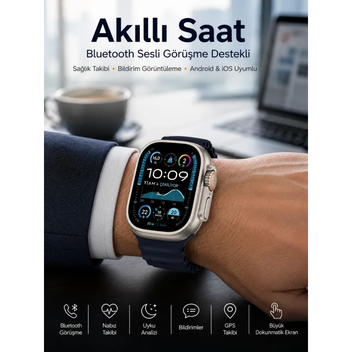 Mey İthalat® Akıllı Saat Sesli Görüşme Titreşimli GPS Bağlantısı Müzik Dinleme Sosyal Medya Bildirimleri Yeni Nesil