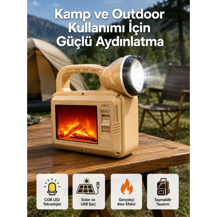 Mey İthalat® Alev Efektli Güneş Enerjili Lamba – Su Geçirmez