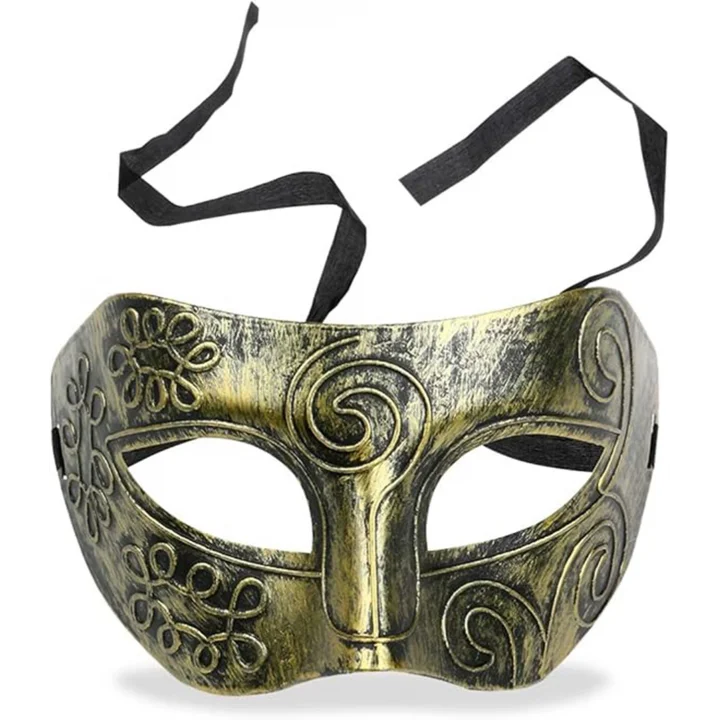 Mey İthalat® Altın Eskitme Yüz Maskesi - Antik Tarz Balo Maskesi