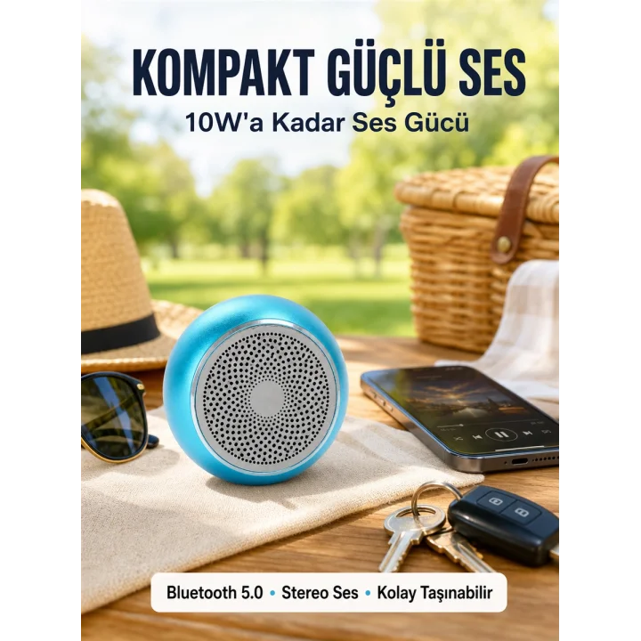 Mey İthalat® Alüminyum Gövdeli Mini Bluetooth Hoparlör – Dayanıklı ve Şık Tasarım Yeni Nesil