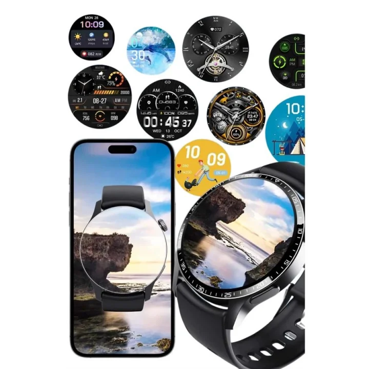 Mey İthalat® Amoled Ekran Metal Deri Silikon Kordonlu Uyku ve Sağlık Takibi