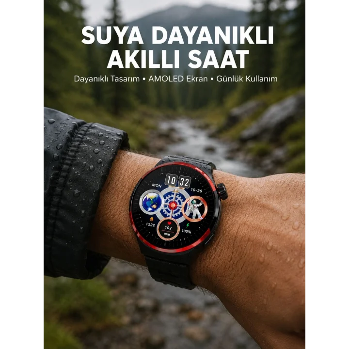Mey İthalat® AMOLED Ekranlı Akıllı Saat Bluetooth Arama ve NFC Destekli Yeni Nesil
