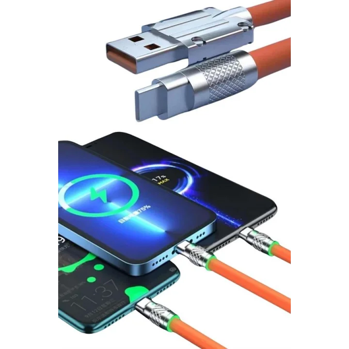 Mey İthalat® Android ve İOS Uyumlu 180 Derece Type-c Şarj Kablosu Yeni Nesil
